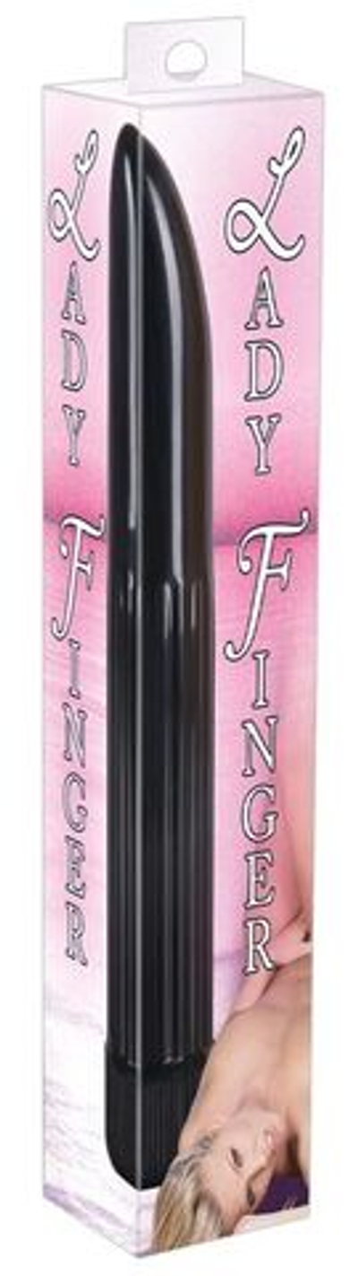 Черный вибратор Ladyfinger - 13 см. (Цвет: черный)