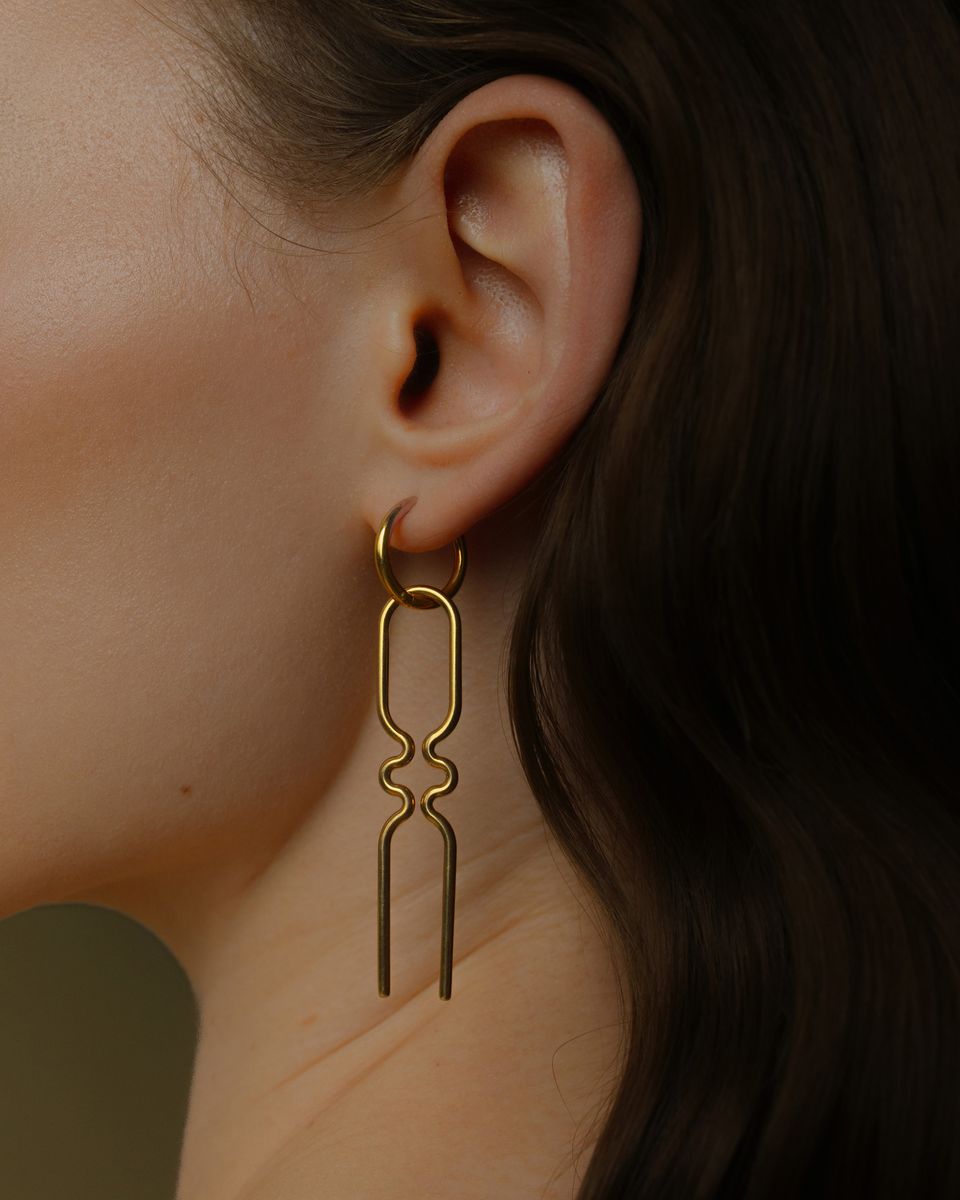 Моносерьга Sin/Cos Hair Pin Golden