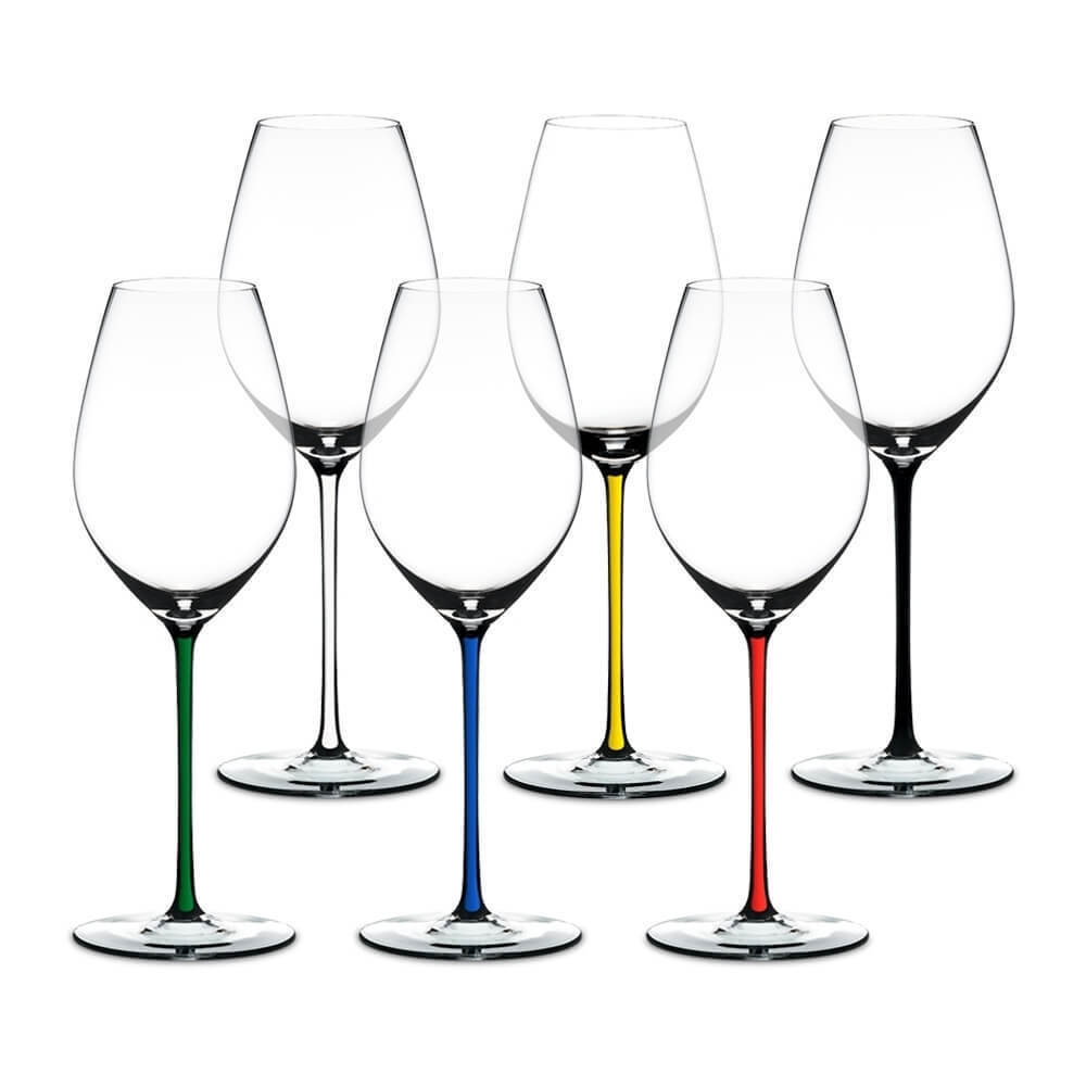 Набор фужеров для шампанского 6шт 445мл Riedel Fatto a Mano Champagne Glass с разноцветными ножками