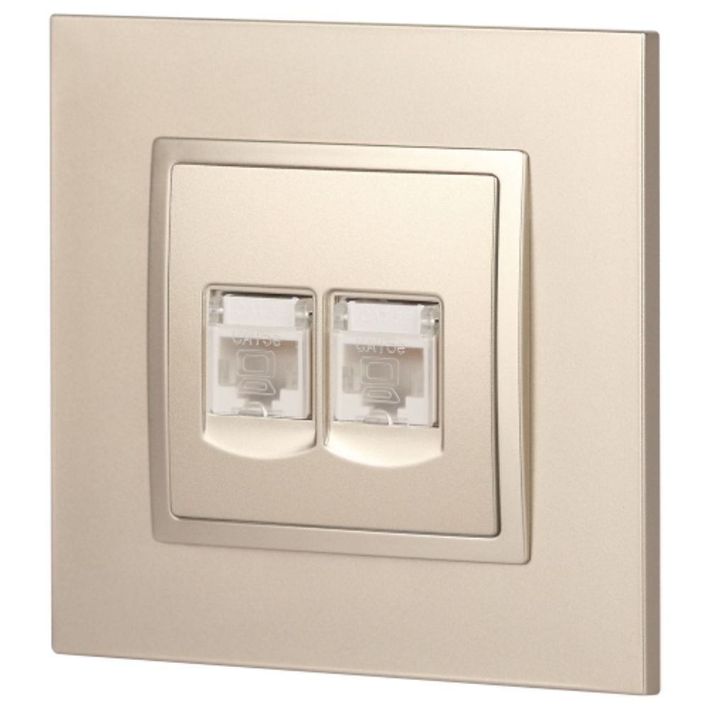 Розетка ЭРА Elegance 14-3108-04 информационная двойная 2хRJ45 IP20 шампань | Elegance Шампань