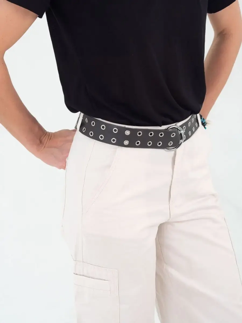 Ремень женский с двумя рядами люверсов