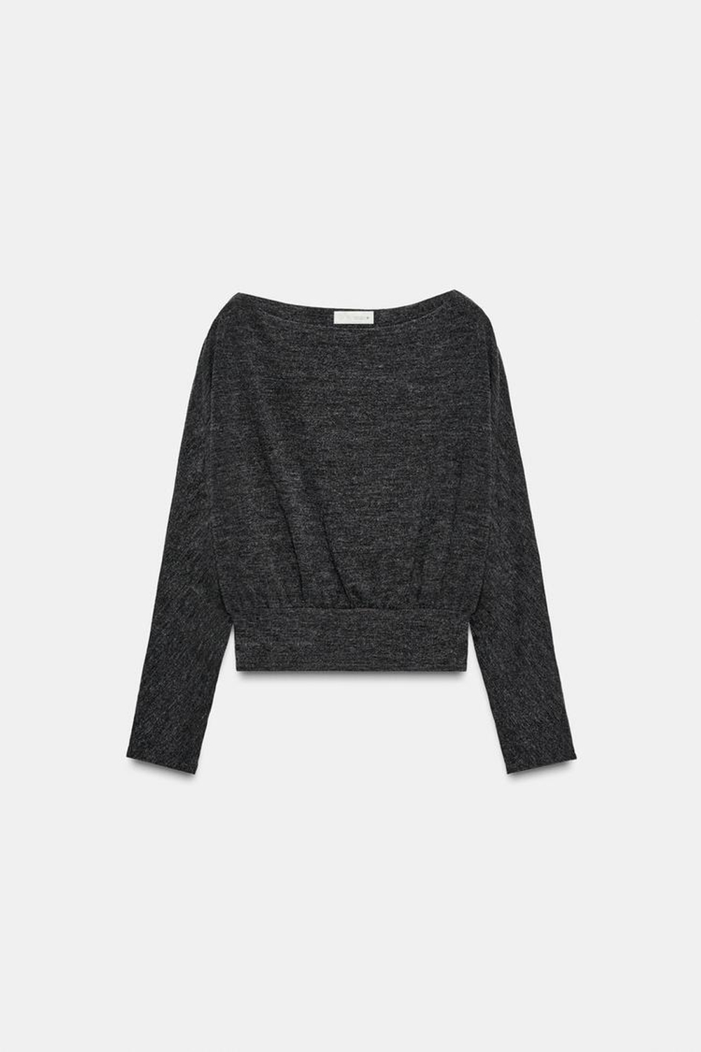 ZARA МЯГКИЙ СВИТЕР С ДЛИННЫМИ РУКАВАМИ, СЕРЫЙ МЕЛАНЖ