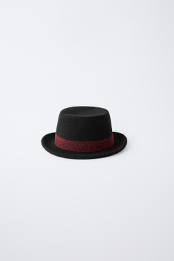 ZARA ШЛЯПА С БЛЕСТЯЩЕЙ ЛЕНТОЙ, ЧЕРНЫЙ