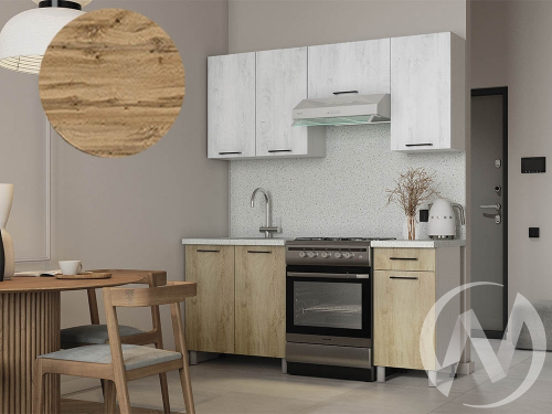 Кухня Одри 1.8м с окапом (корпус белый/дуб остин серый; дуб остин бежевый)