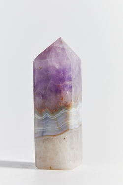 Аметист с голубым кружевным агатом призма