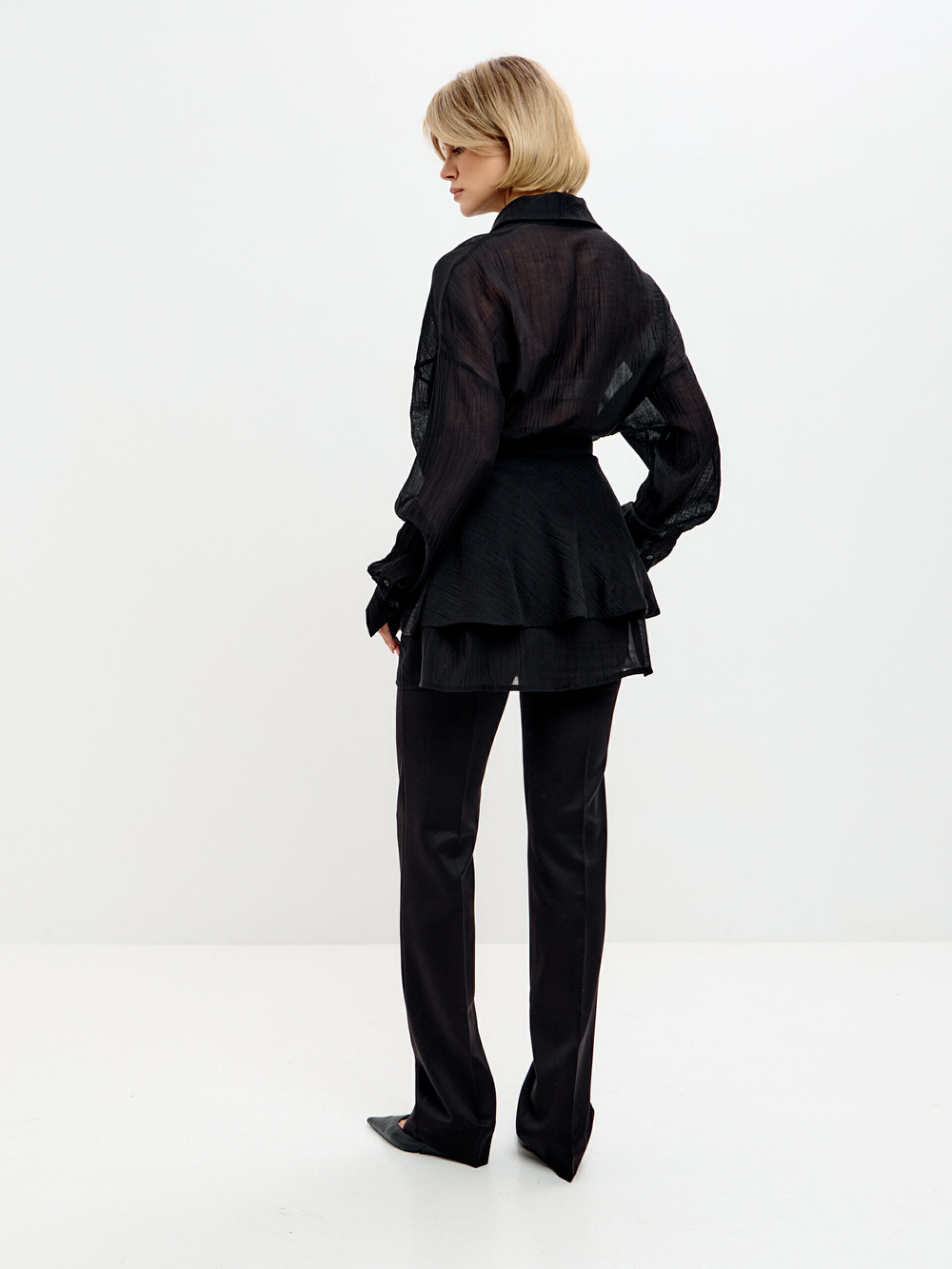 Черная блузка с баской Luna