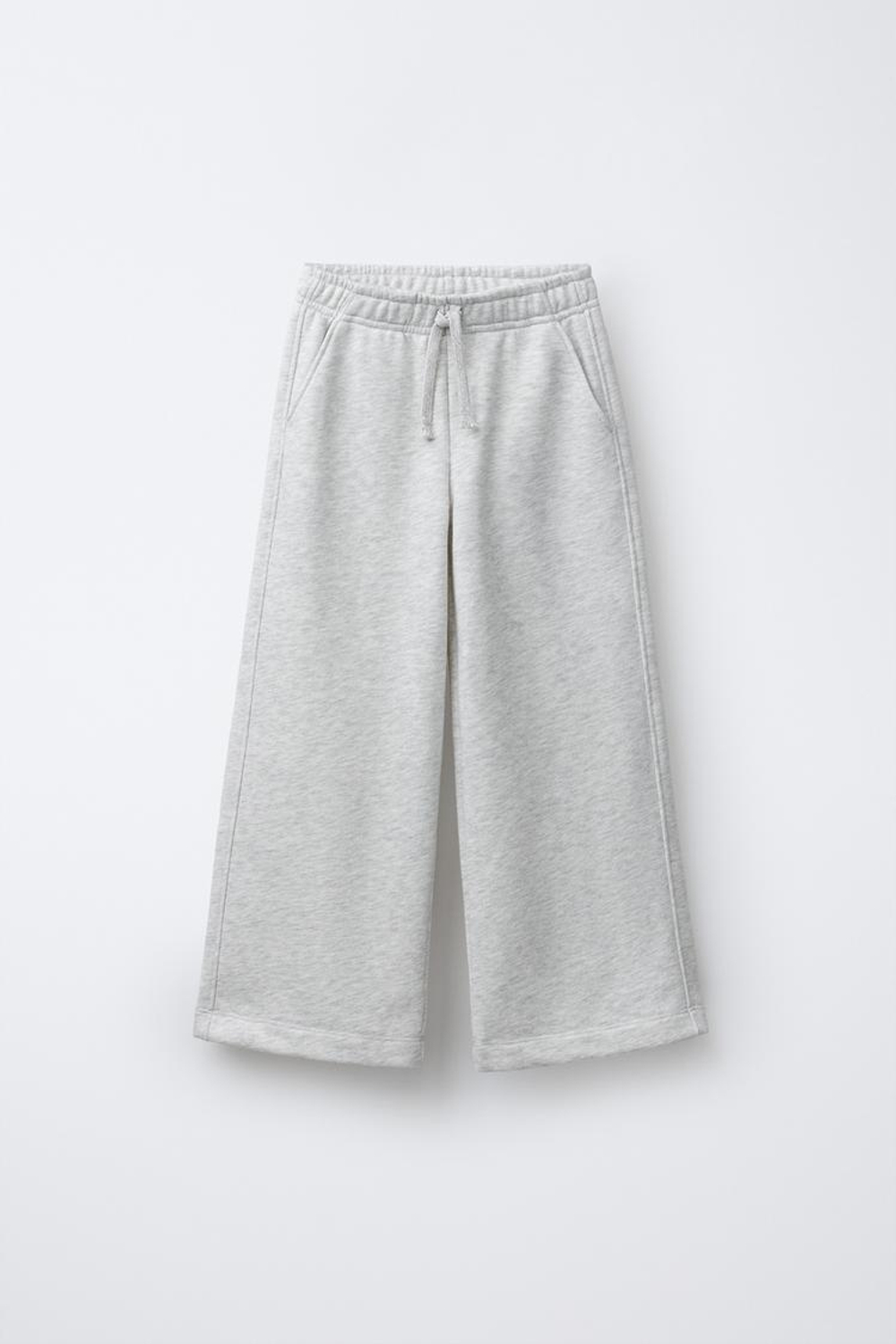 ZARA БРЮКИ WIDE LEG ИЗ МЯГКОЙ ТКАНИ СО ЗВЕЗДАМИ, СЕРЫЙ МЕЛАНЖ