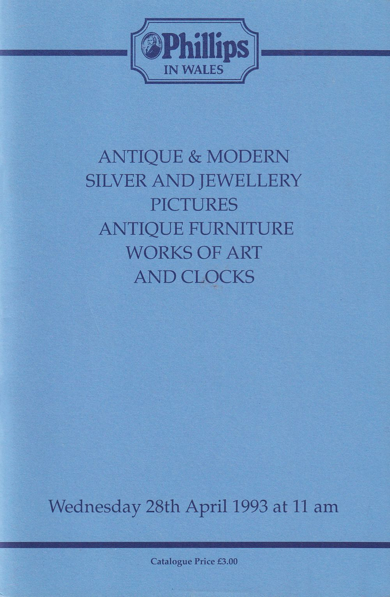 Каталог аукциона Phillips, Уэльс, Антикварное и современное серебро, ювелирные украшения, живопись, мебель, предметы искусства и часы от 28 апреля 1993 года