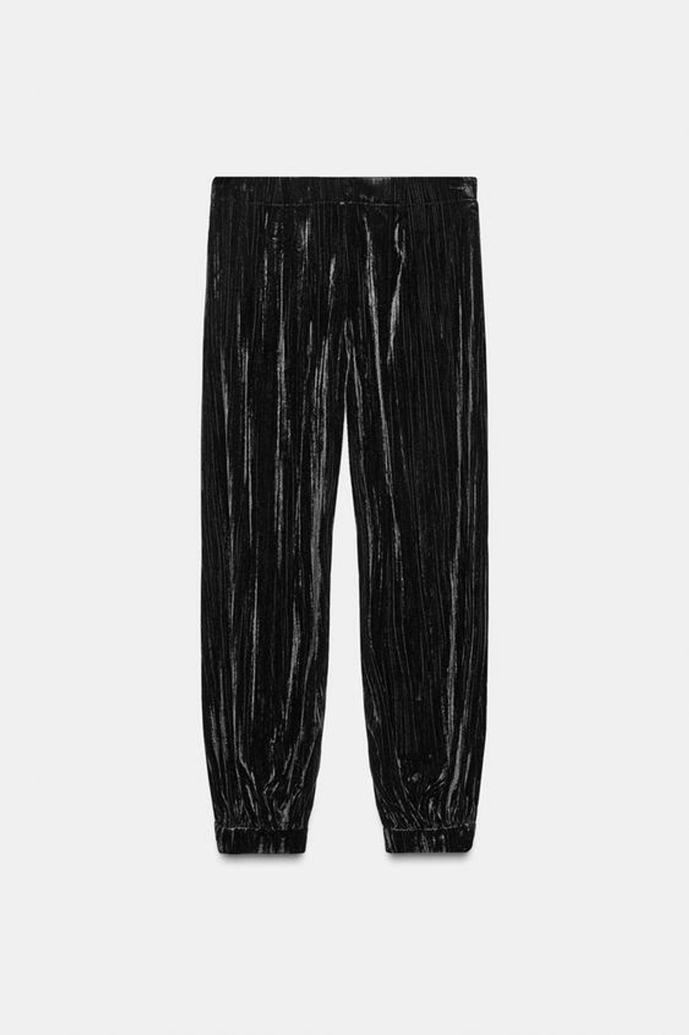 ZARA БАРХАТНЫЕ БРЮКИ-ШАРЫ — ZW COLLECTION, ЧЕРНЫЙ