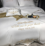 Постельное белье Сатин Гладкокрашеный Вышивка Делюкс DHC006