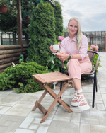 Складной садовый кофейный столик Петра деревянный, складной коричневый бейц