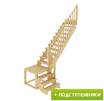 Лестница на второй этаж К-002м/1 Правая c подступенками под покраску