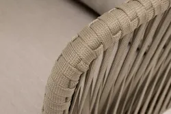 "Мальорка" кресло плетеное из роупа, основание дуб, роуп серо-коричневый 23мм, ткань бежевая 15052