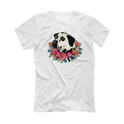 Футболка "Далматин в цветах"