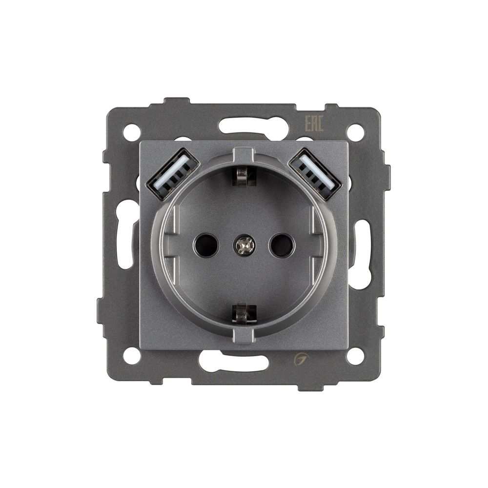 Механизм розетки с USB зарядкой SCT-MUAA-PL-GR-V (250V, 16A) (Arlight, -) 049820