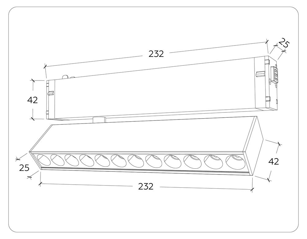 GL1341 WH белый IP20 12W 3000K-6400K 220V 24° 232*25*112 (Без ПДУ)