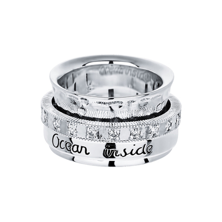 Кольцо-механизм "Ocean inside и белые фианиты"