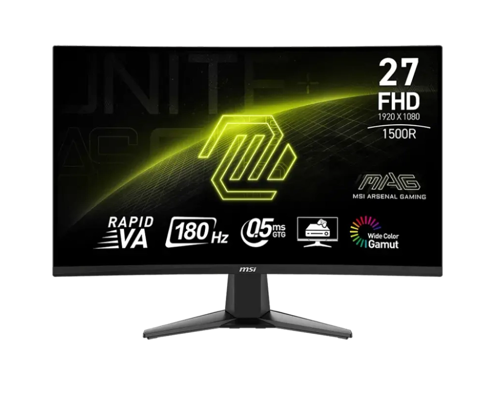 Монитор 27" MSI MAG 27C6F VA 1920x1080 16:9 180Hz 1500R 0,5ms 250cd/m 3000:1 2xHDMI 1xDP 1xUSB-C Черный