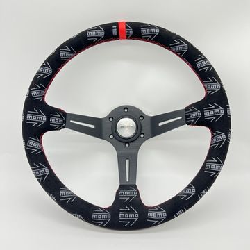 Спортивный руль Momo Ultra Logo #2 замша чёрная с выносом 90мм