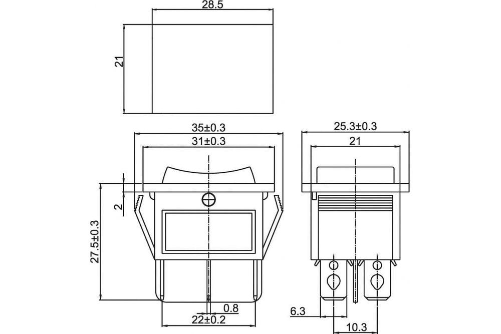 Клавишный переключатель REXANT 250v 15а (6с) on-off-on зеленый с подсветкой и нейтралью (rwb-509, sc-767) 36-2392