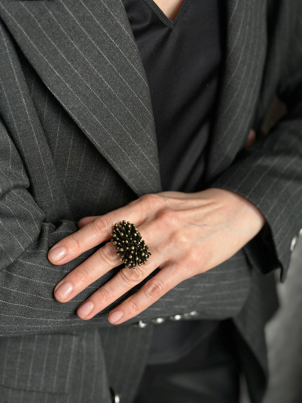 Кольцо кораллы, бронза