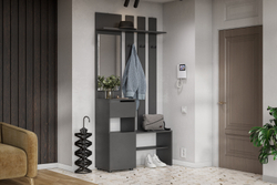 Вешалка с зеркалом Денвер, графит