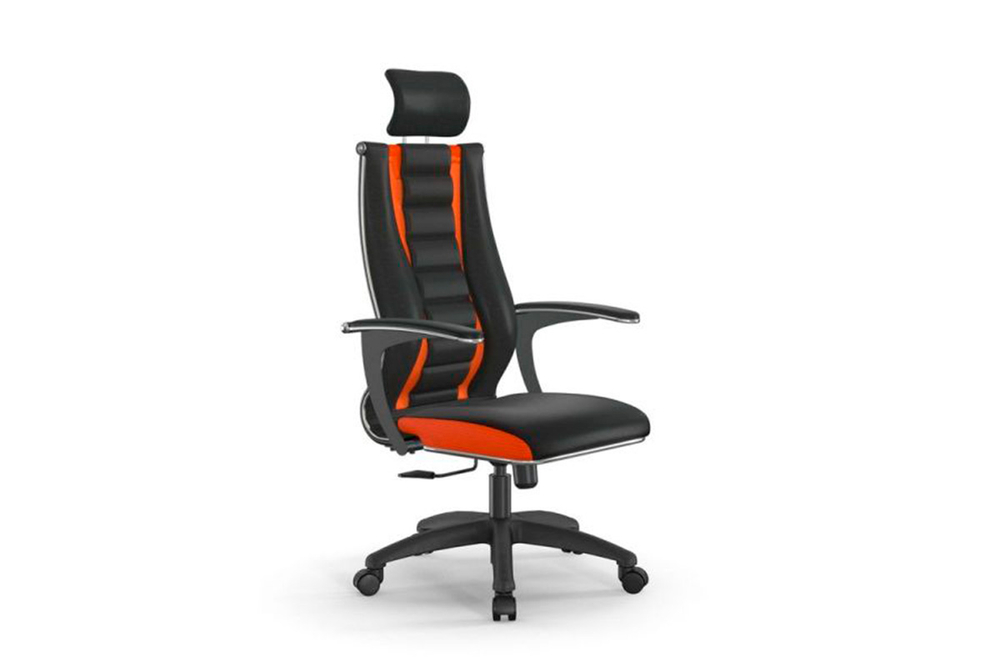Кресло ErgoLife Sit10 B2-160U-Mesh(X2)+Ecoleather(Extra)/(TG1.0Pl/M09.B02.G15.W01)(Черный-Оранжевый)