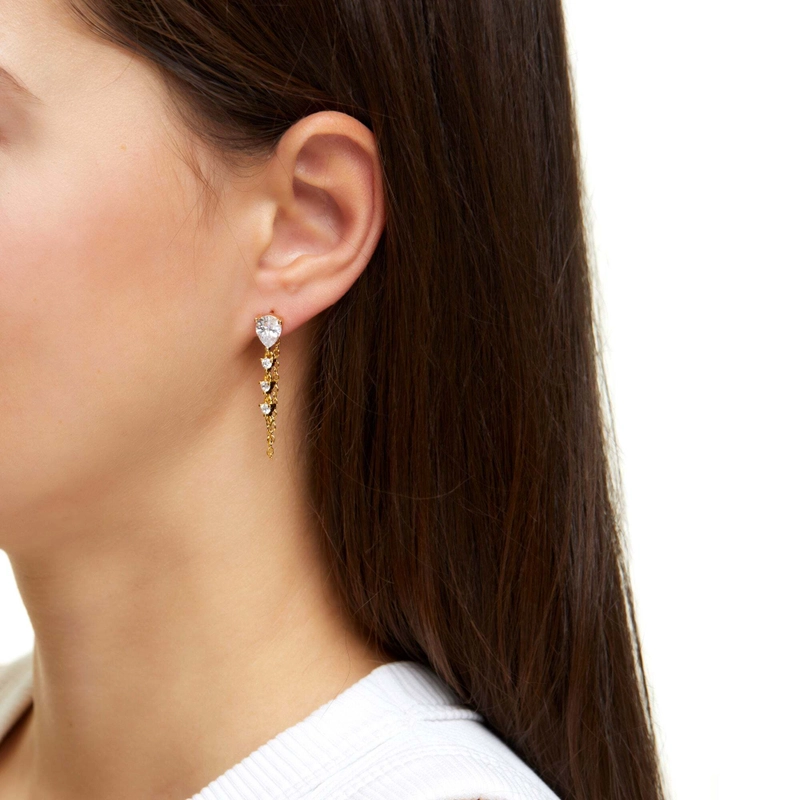 Серьги Капля с Цепочкой – Кристаллы