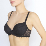 Кружевной пуш-ап бюстгальтер на каркасах с трехразрезной чашкой (Размер: 80B) (Цвет: пудровый)