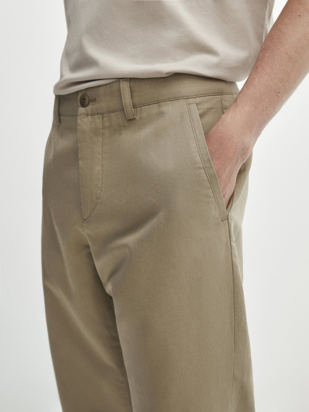 Massimo Dutti Зауженные брюки из смесового хлопка, рыжевато-коричневый