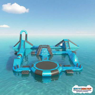Коммерческий надувной аквапарк для бизнеса «Синий шторм» 33×30×5 м