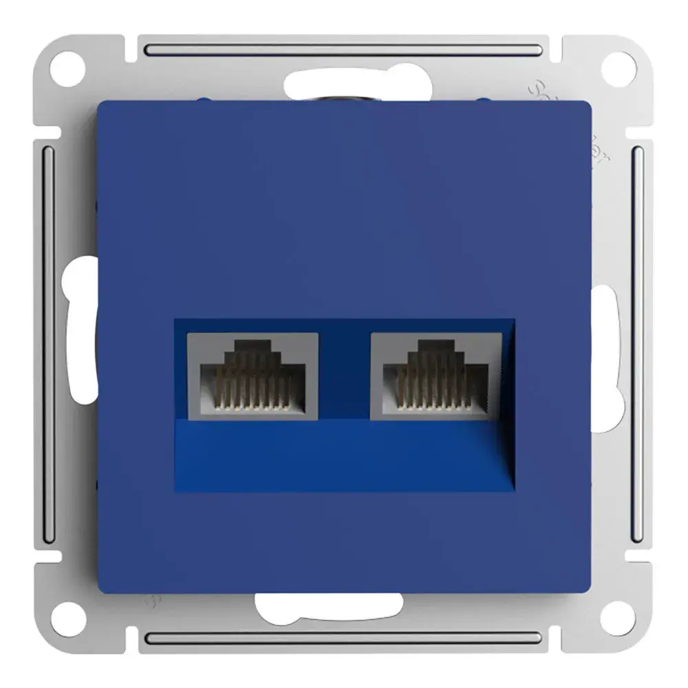 ATLASDESIGN РОЗЕТКА двойная компьютерная RJ45+RJ45 кат. 5e, механизм, АКВАМАРИН