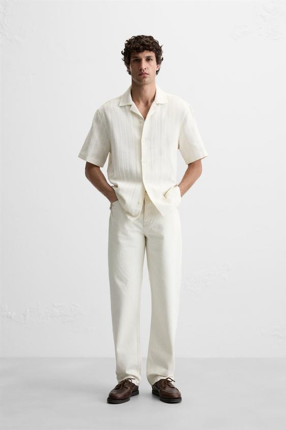 ZARA РУБАШКА В ПОЛОСКУ, ЭКРЮ