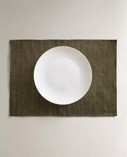 ZARA HOME ЛЬНЯНАЯ САЛФЕТКА, ЗЕЛЕНЫЙ
