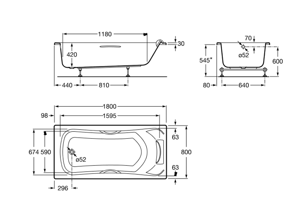 Акриловая ванна Roca BeCool 180x80 с ручками ZRU9302782