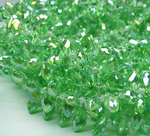 БК029ДС612 Хрустальные бусины-капли, светло-зеленый AB прозрачный, размер 6х12 мм, 15 шт.