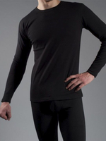 Мужская футболка с длинным рукавом из плотного трикотажа с начесом (Размер: L) (Цвет: черный)