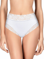 Высокие трусики-слипы с широкой кружевной оторочкой Dolce Micro (Размер: L) (Цвет: белый)