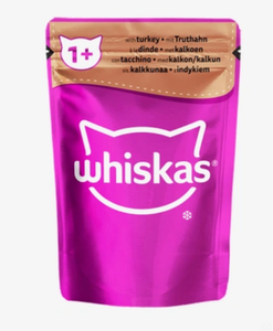 Корм влажный Whiskas для взрослых кошек желе с индейкой, 85 г