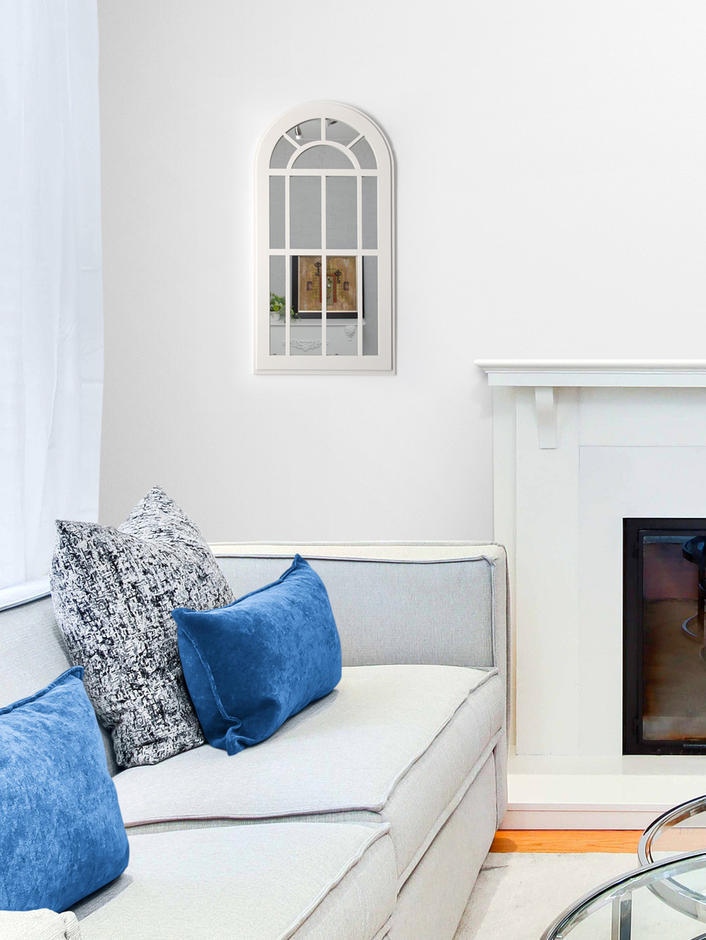 Зеркало на стену интерьерное в раме, фальш-окно "Окно-арка" 77*43 см Elenadecor