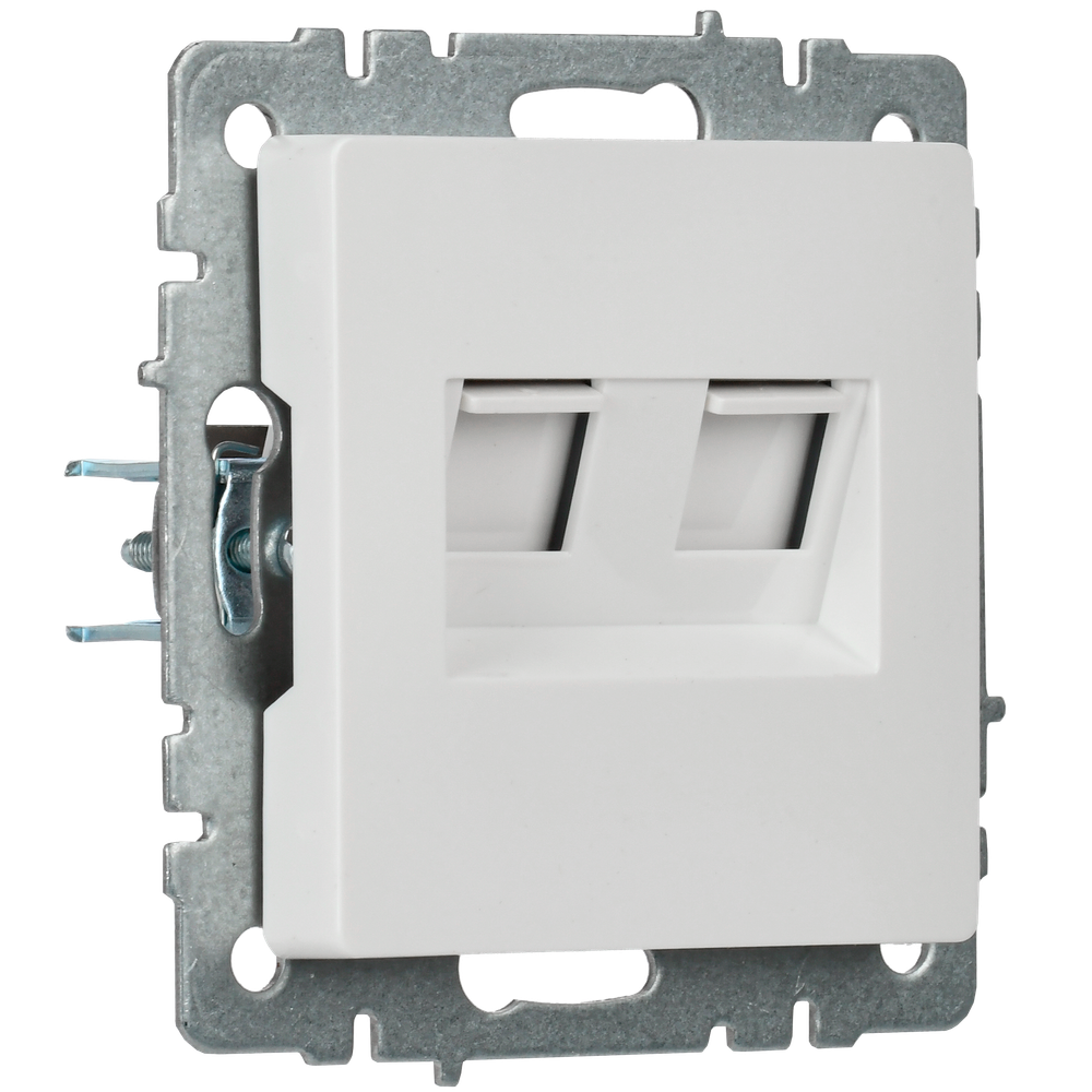 BRITE Розетка компьютерная двойная кат.5E RJ45 РК10-2-БрБ белый IEK