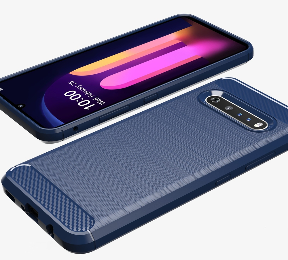 Темно-синий мягкий защитный чехол для телефона LG V60 ThinQ, серии Carbon от Caseport
