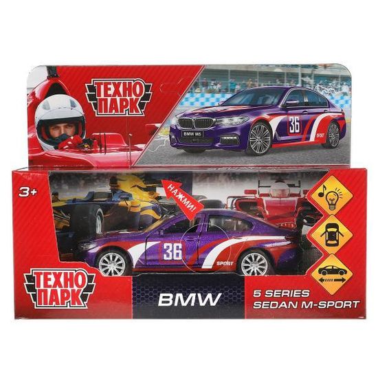 Машина металл свет-звук BMW 5-ER SEDAN M-SPORT 12 см, двери, кор. Технопарк