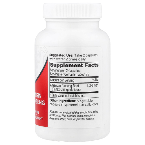 Dairyland Ginseng, 100% Wisconsin American Ginseng, 500 мг, 150 капсул