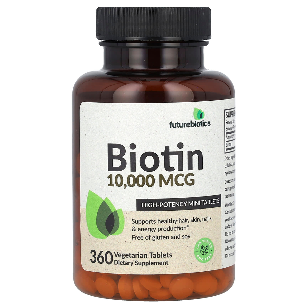 Futurebiotics, биотин, высокая эффективность, 10 000 мкг, 360 вегетарианских таблеток