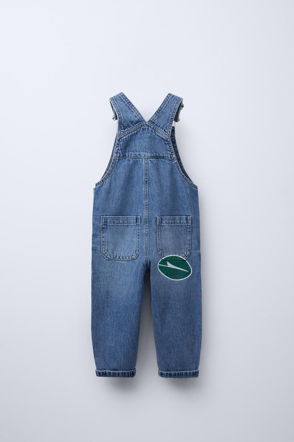 ZARA ДЖИНСОВЫЙ КОМБИНЕЗОН С ПРИНТОМ NEW YORK JETS © NFL, ВЫЦВЕТШИЙ СИНИЙ