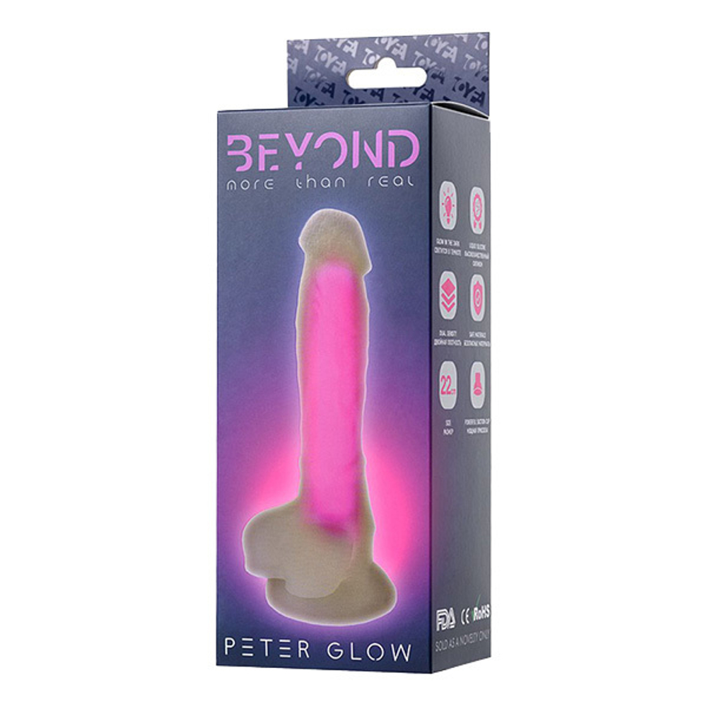 Прозрачно-розовый светящийся в темноте фаллоимитатор 22см ToyFa Beyond Clark Glow 872003