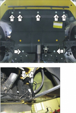 Защита картера Двигателя, КПП. 2 мм, Сталь. для Alfa Romeo Mito 2012-2014 MOTODOR.05904
