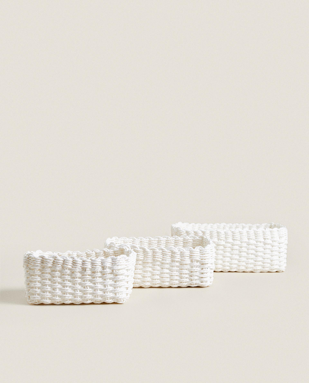 Zara Home Корзина из плетёной бумаги, цвет белый, 21 см