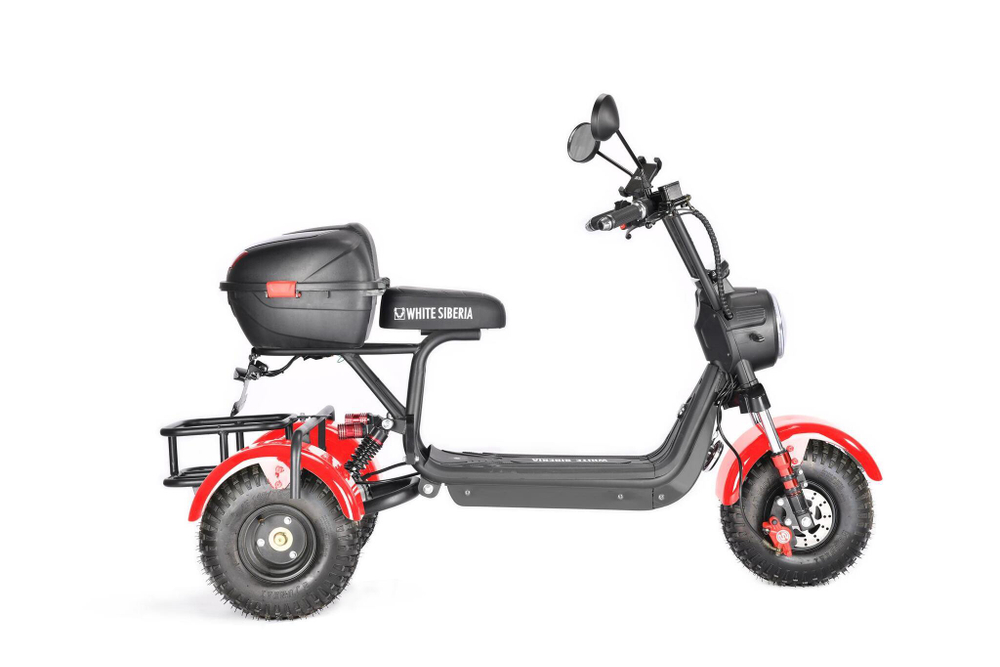 Электроскутер Citycoco White Siberia TRIKE MINI 1500W Красный